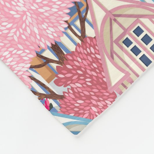 Cute Houses Fleece Blanket (Hoek)