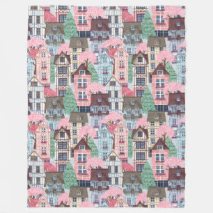 Cute Houses Fleece Blanket Deken