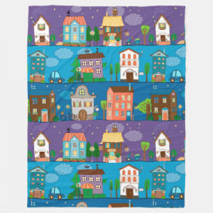 Cute Houses Fleece Deken