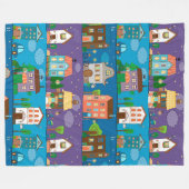 Cute Houses Fleece Deken (Voorkant (Horizontaal))