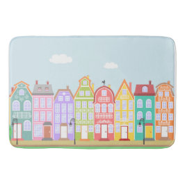 Cute Houses Pastel Bath Mat