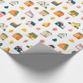 Cute Houses Pattern Cadeaupapier (Hoek)