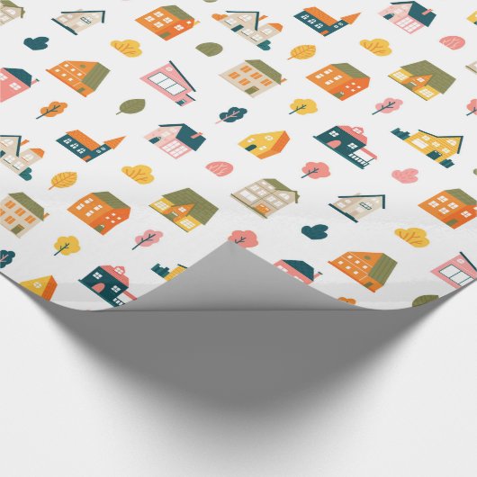 Cute Houses Pattern Cadeaupapier (Hoek)