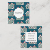 Cute Houses Real Estate Agent Broker Realtor Lease Vierkante Visitekaartje (Voorkant / Achterkant)