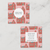 Cute Houses Real Estate Agent Broker Realtor Lease Vierkante Visitekaartje (Voorkant / Achterkant)