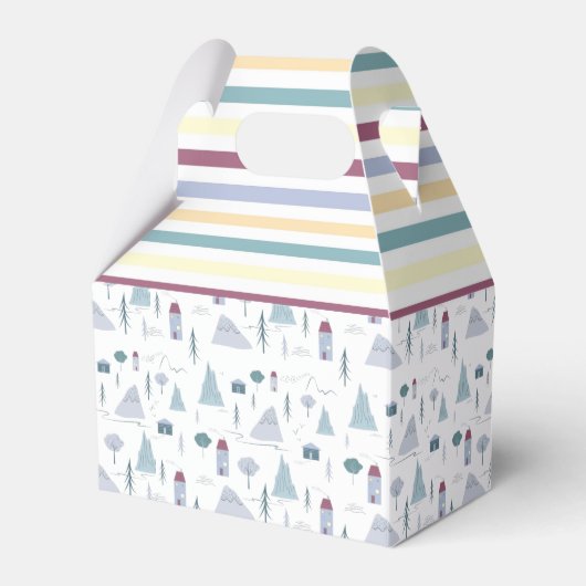 Cute Houses Trees Mountains Modern Pattern Bedankdoosjes (Voorkant Zijde)