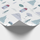 Cute Houses Trees Mountains Modern Pattern Cadeaupapier (Hoek)