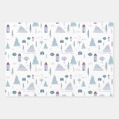 Cute Houses Trees Mountains Modern Pattern Inpakpapier Vel (Voorkant)