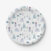 Cute Houses Trees Mountains Modern Pattern Papieren Bordje (Voorkant)