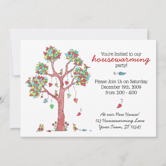 Cute Housewarming Waterverf Tree Kaart (Voorkant)