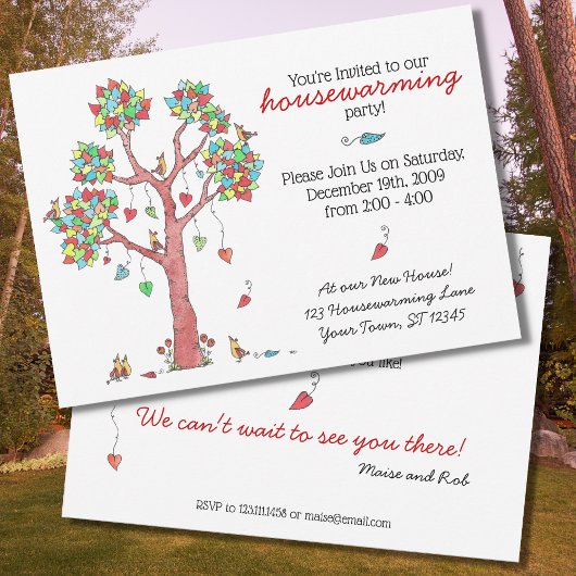 Cute Housewarming Waterverf Tree Kaart
