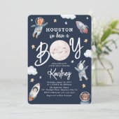 Cute 'Houston we hebben een Boy' Space Baby shower Kaart (Staand voorkant)