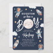 Cute 'Houston we hebben een Boy' Space Baby shower Kaart (Voorkant)