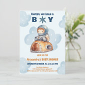 Cute 'Houston we hebben een Boy' Space Baby shower Kaart (Staand voorkant)