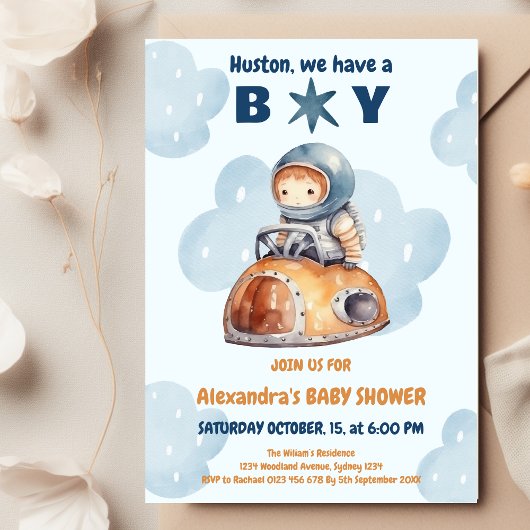 Cute 'Houston we hebben een Boy' Space Baby shower Kaart