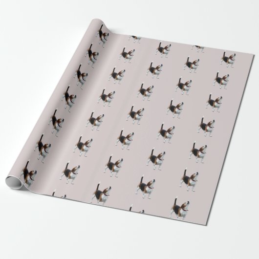 Cute Howling Beagle Dog Cadeaupapier (Uitgerold)