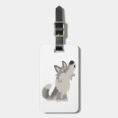 Cute Howling Cartoon Wolf Bagagelabel (Voorkant verticaal)