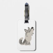 Cute Howling Cartoon Wolf Bagagelabel (Achterkant verticaal)