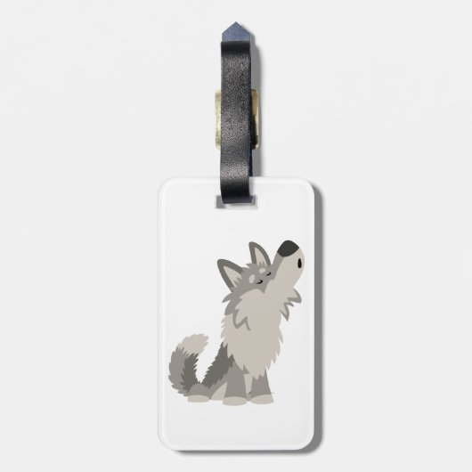 Cute Howling Cartoon Wolf Bagagelabel (Achterkant verticaal)