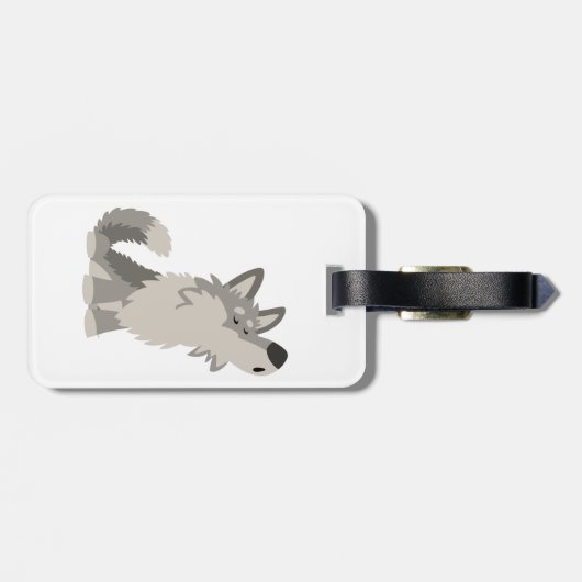Cute Howling Cartoon Wolf Bagagelabel (Achterkant horizontaal)