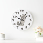 Cute Howling Cartoon Wolf en Numbers Wall Clock Grote Klok (Huis)