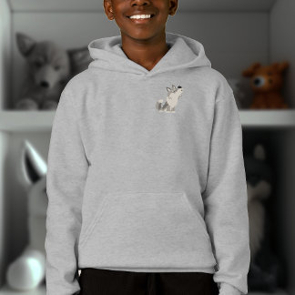 Cute Howling Cartoon Wolf Kinder Zip Hoodie