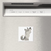 Cute Howling Cartoon Wolf Magnet (Insitu (Vaatwasser))