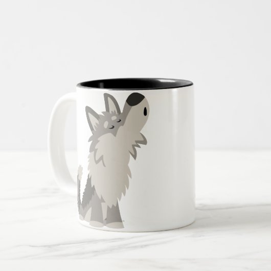 Cute Howling Cartoon Wolf Mok (Voorkant links)