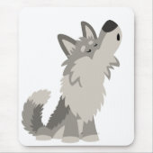 Cute Howling Cartoon Wolf Mousepad Muismat (Voorkant)