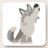 Cute Howling Cartoon Wolf Onderzetters Set (Voorkant)