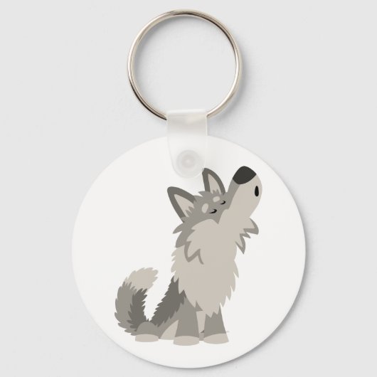 Cute Howling Cartoon Wolf Sleutelhanger (Voorkant)