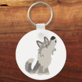 Cute Howling Cartoon Wolf Sleutelhanger (Voorkant)