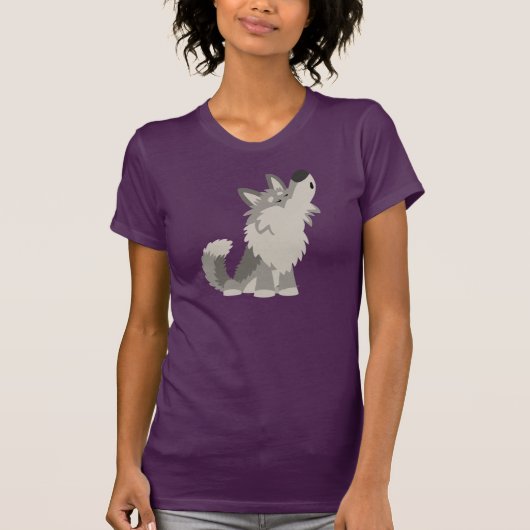 Cute Howling Cartoon Wolf Women T-Shirt (Voorkant)