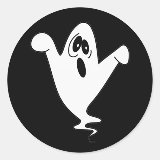 Cute Howling Ghost Halloween Ronde Sticker (Voorkant)