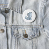 Cute Howling Wolf Pup Ronde Button 5,7 Cm (In situ)