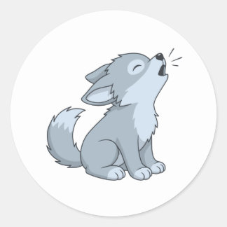 Cute Howling Wolf Pup Ronde Sticker