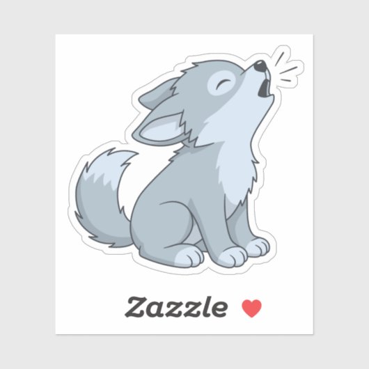 Cute Howling Wolf Pup Sticker (Vel)