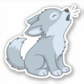 Cute Howling Wolf Pup Sticker (Voorkant)