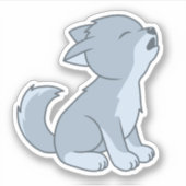 Cute Howling Wolf Pup Sticker (Voorkant)