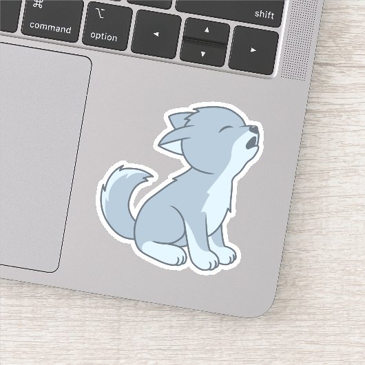 Cute Howling Wolf Pup Sticker (Detail)