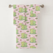 Cute hugging Frogs in Love Pattern Pink Bad Handdoek (Insitu)