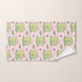 Cute hugging Frogs in Love Pattern Pink Bad Handdoek (Handdoek)