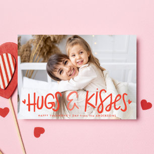 Cute Hugs en Kisses Photo Valentijnsdag Card Feestdagenkaart