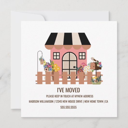 Cute Huis | Aankondiging van verhuizing naar nieuw (Voorkant)