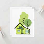 Cute Huis Tekening Cliënt Waardering Notitiekaarte Kaart (Voorkant / Achterkant in situ)