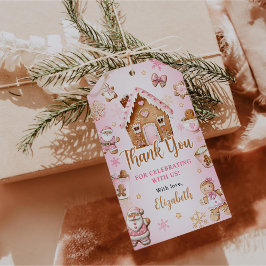 Cute Huis Van Gemberkoek Meisje Verjaardagsfeestje Cadeaulabel