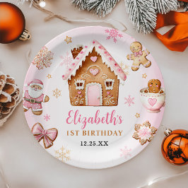 Cute Huis Van Peperkoek Meisje Verjaardagsfeestje Papieren Bordje