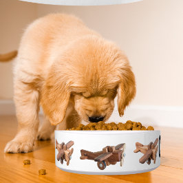 Cute huisdier aangepaste naam & houten vliegtuig,h voerbakje