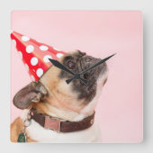 Cute huisdier hond foto vierkante klok (Voorkant)