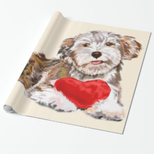 Cute huisdier hond met hart cadeauverpakkings papi cadeaupapier
